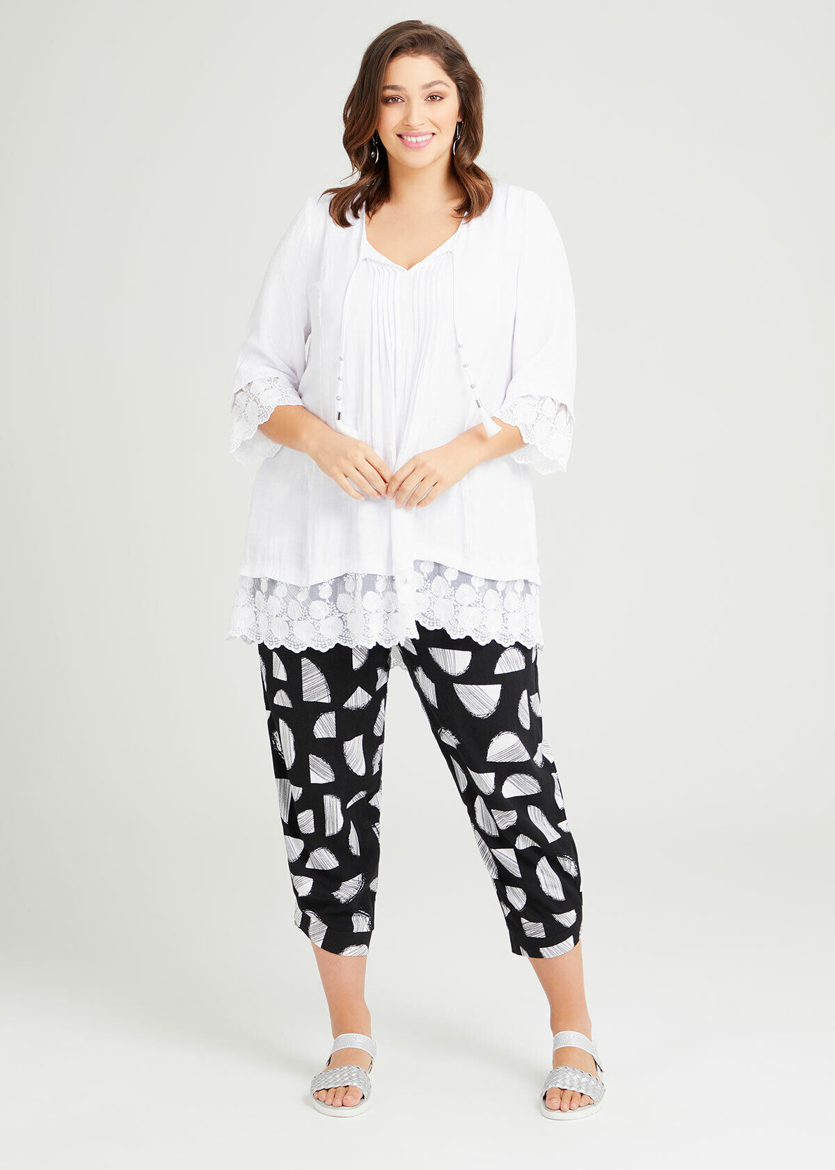 Shop Spot Twist Natural Crop Trouser 