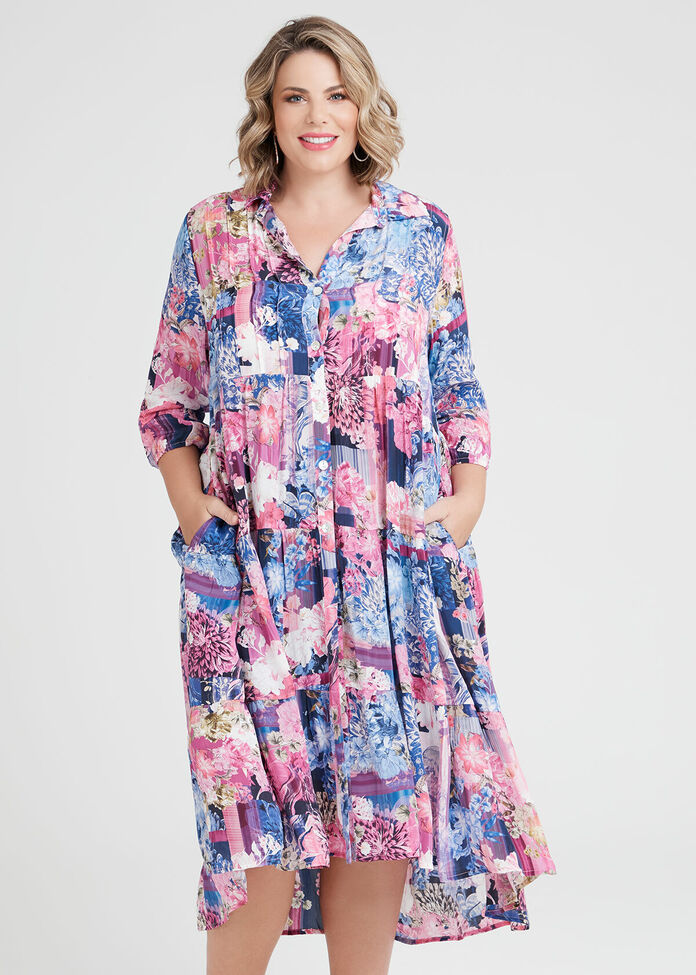 Shop Plus Size Natural Mykonos Shirt Dress in Print | Taking Shape AU