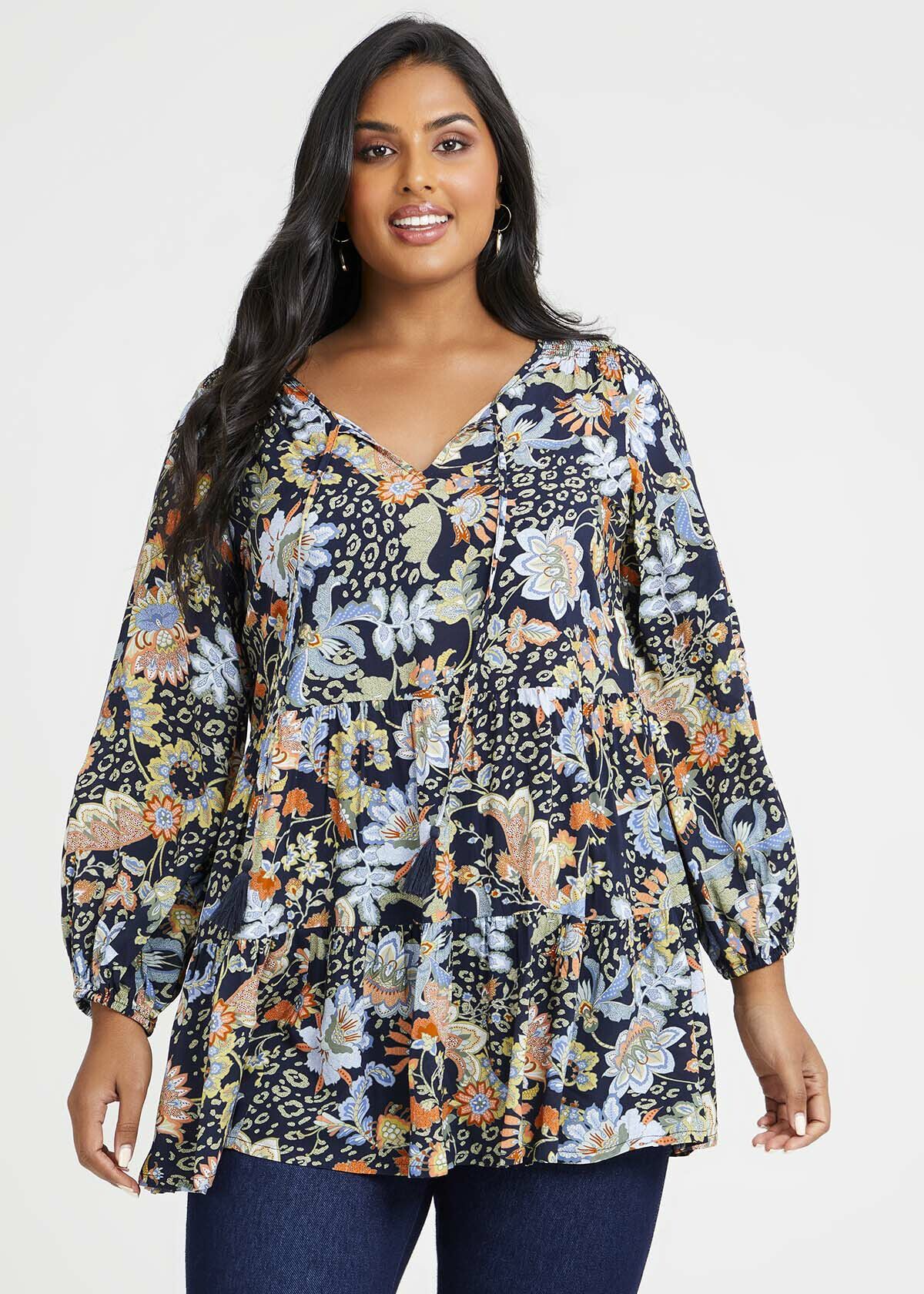 Floral tunic blouse cheap