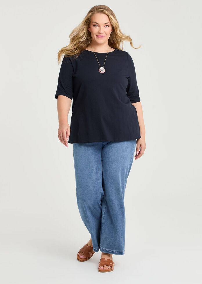 Organic Cotton Stud Shoulder Top, , hi-res