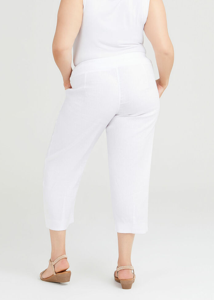 Shop Plus Size Linen Stretch Ana Crop Pant in White | Sizes 12-30 ...