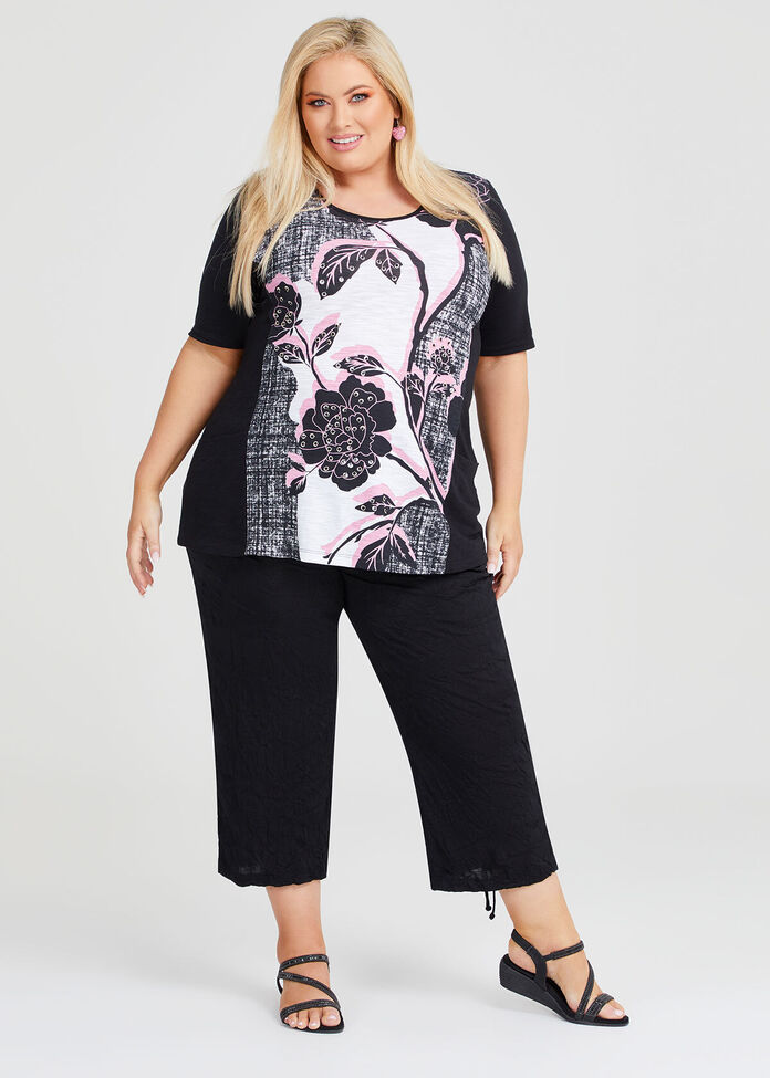 Spliced Cotton Modal Top, , hi-res
