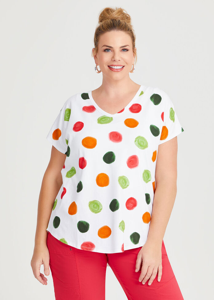 Cotton Painted Spot T-shirt, , hi-res