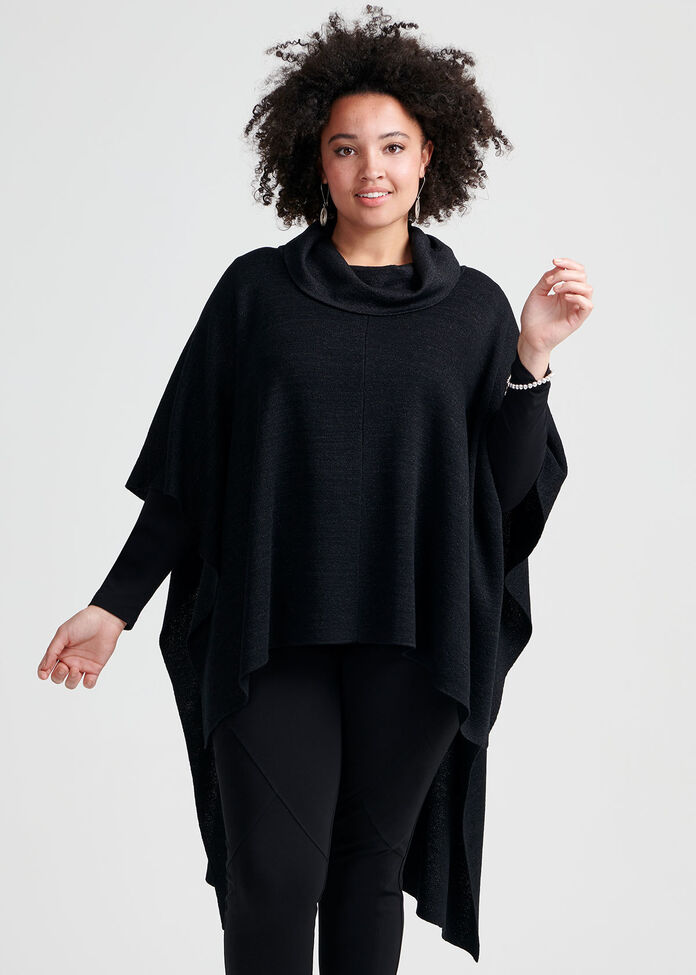 Sparkle Cowl Poncho, , hi-res