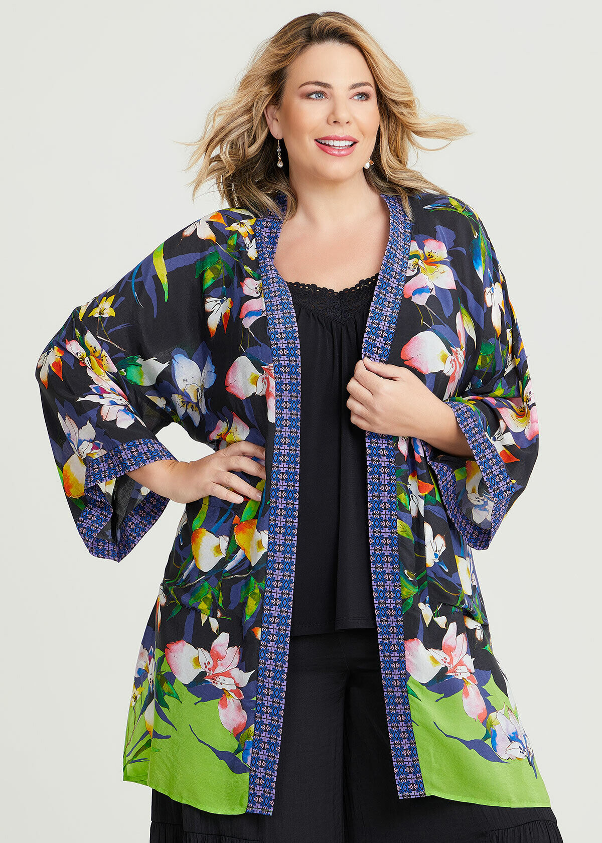 Plus size sale kimono shirt