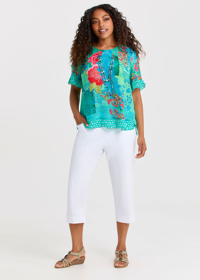 Shop Plus Size Salsa Ruffle Natural Top, Floral | Taking Shape NZ