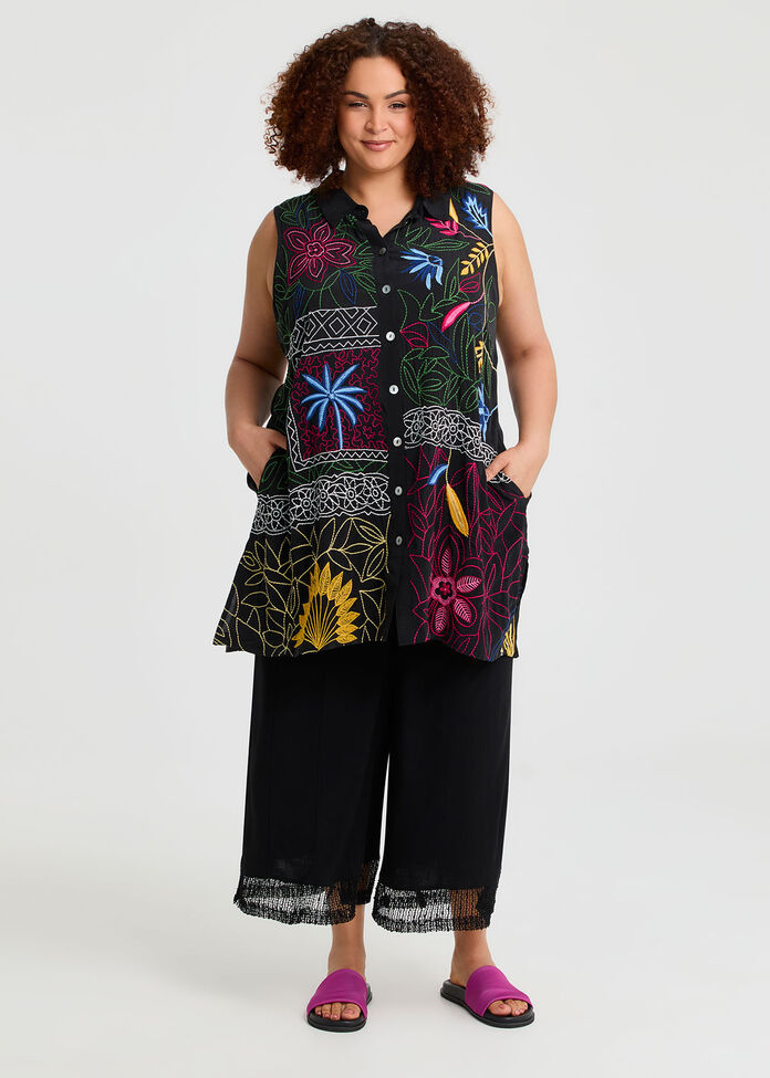Embroidered Long Natural Shirt, , hi-res