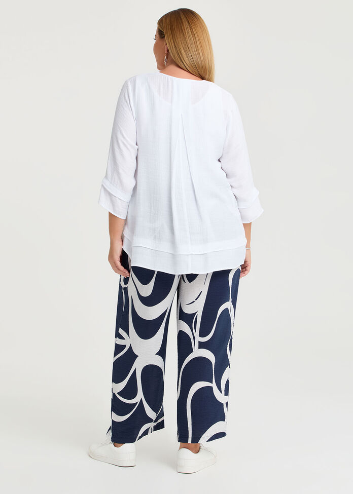Button Crinkle Natural Top, , hi-res