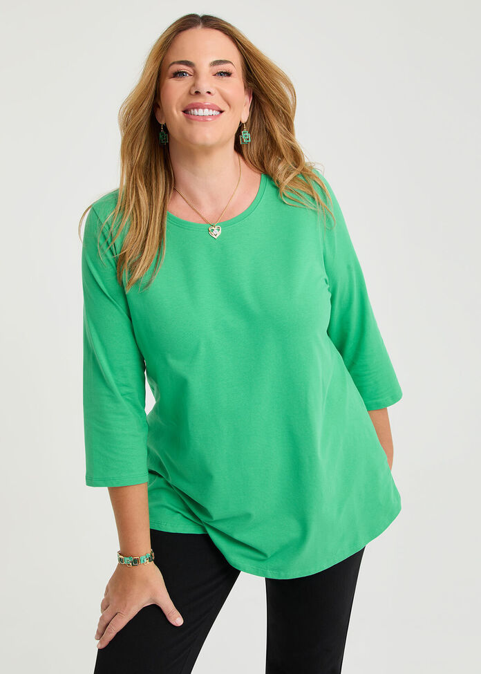 Good Earth Australian Cotton 3/4 T-Shirt, , hi-res