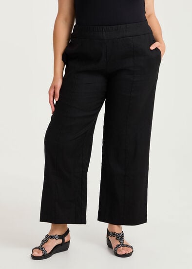 Plus Size Tall Stretch Linen Relax Wide Pant