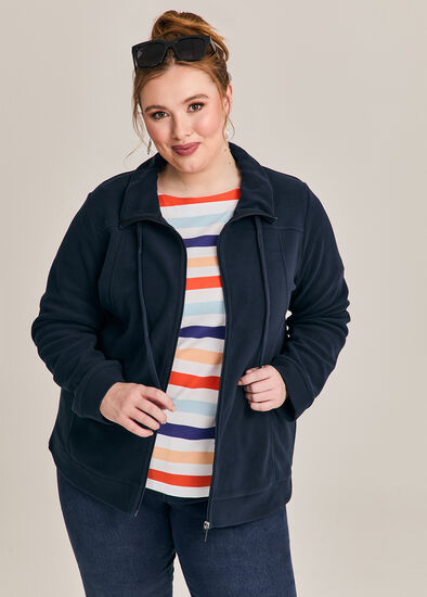 Plus Size Polar Fleece Zip Front Jacket