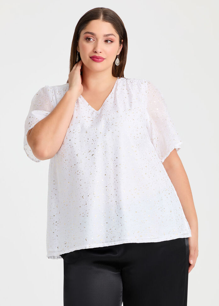 Gilded Tencel Cocktail Top, , hi-res