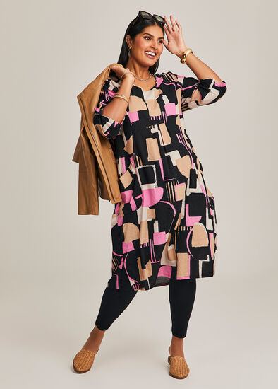 Plus Size Linen Bamboo Pocket Dress