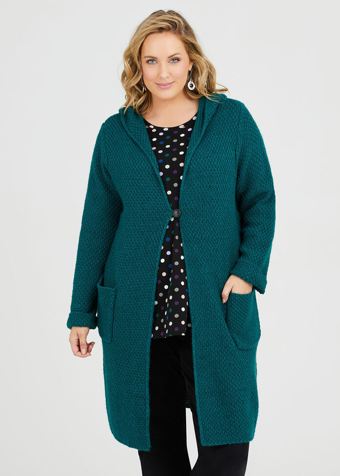 Shop Plus Size Textured Hooded Cardigan in Green | Taking Shape AU