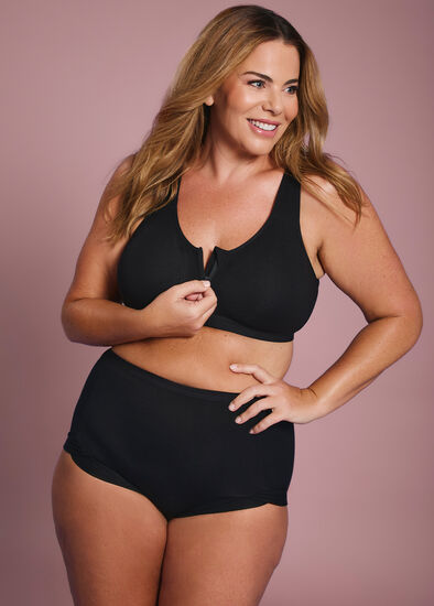 Plus Size Cotton Front Opening Zip Bra