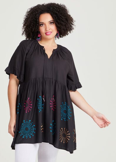 Plus Size Natural Embroidery Kaftan