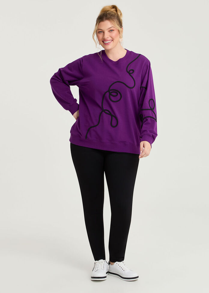Cotton Cord Applique Sweatshirt, , hi-res