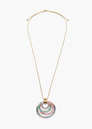 Plus Size Enamel Circles Long Necklace