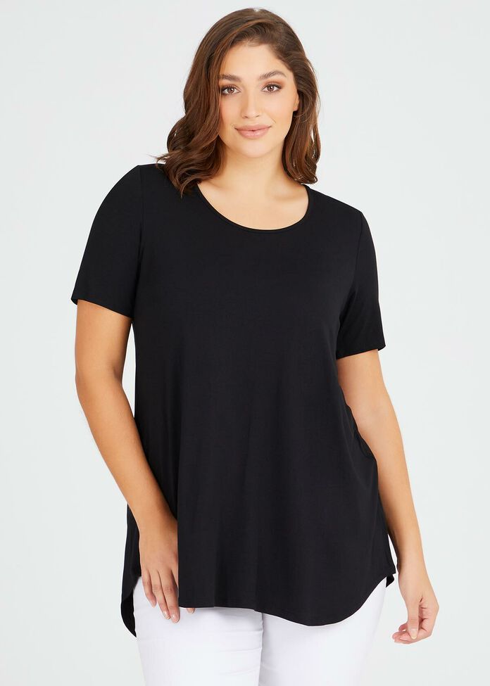Shop Plus Size Bamboo Base Short Sleeve Top in Black | Taking Shape AU