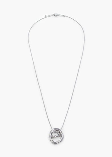 Silver Double Hoop Long Necklace