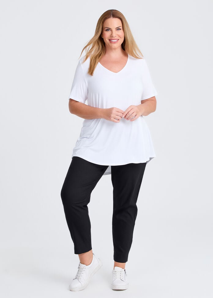  Bamboo Base V Neck Short Sleeve Top, , hi-res