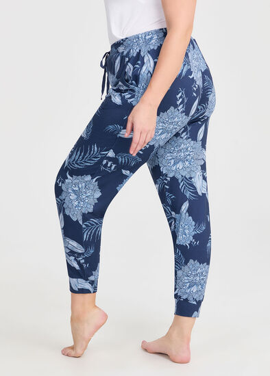 Plus Size Lounge Floral Print Cuff Pant