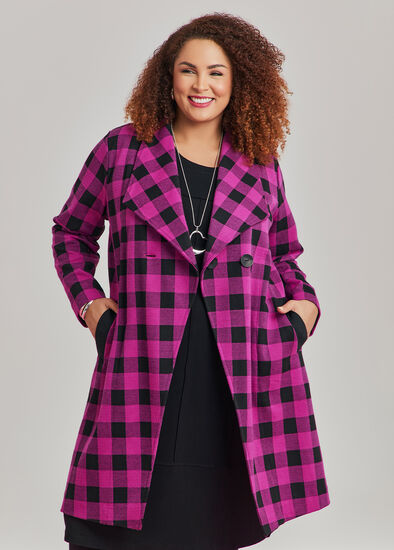 Plus Size Ponte Check Edie Coatigan