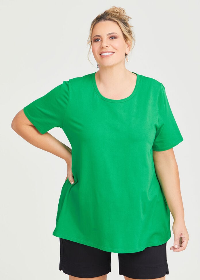 Shop Plus Size Organic Swing Short Sleeve Tee in Green | Taking Shape AU