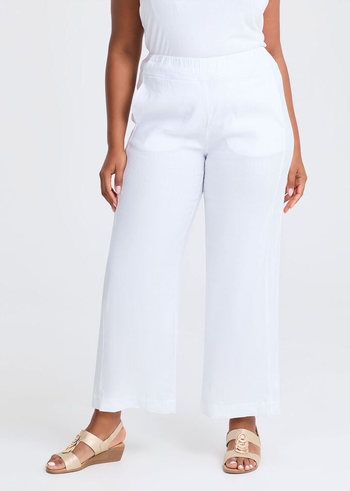 Stretch Linen Bea Wide Leg Pant, , hi-res
