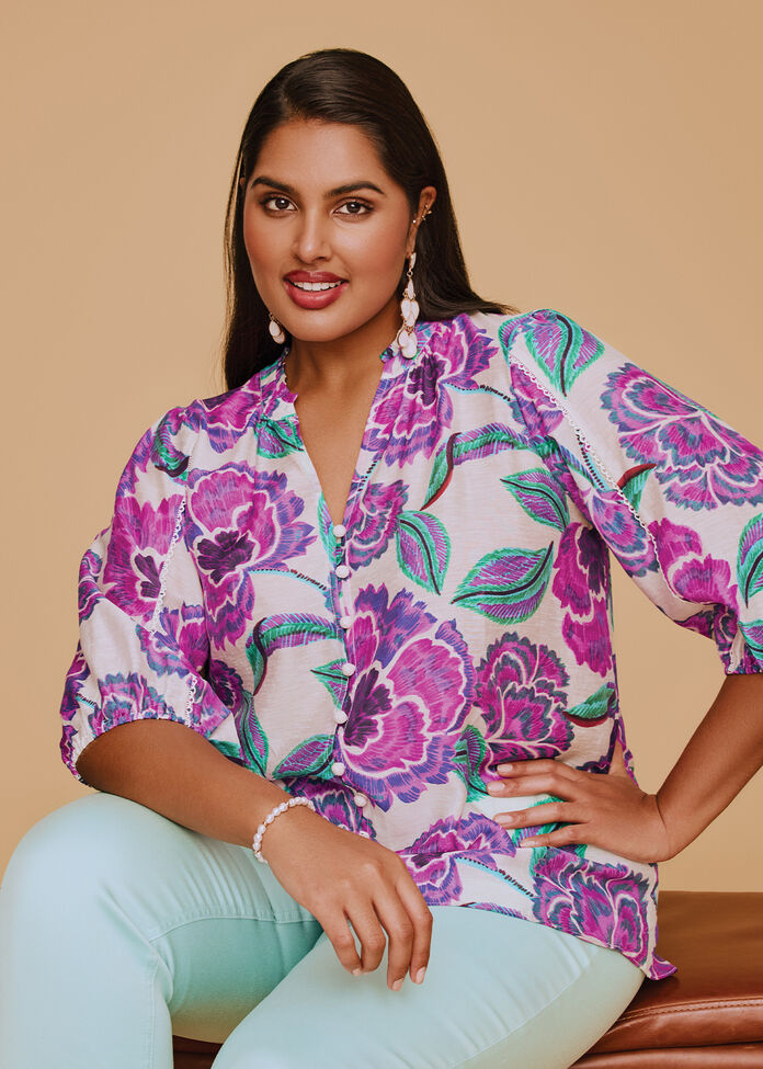 Natural Floral Daze Top, , hi-res