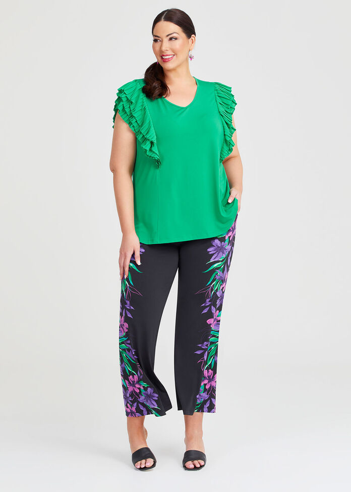 Pleated Sleeve Party Top, , hi-res
