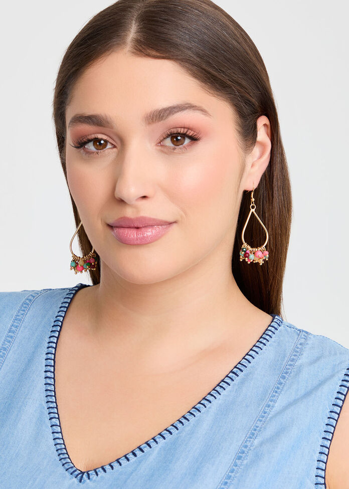 Beaded Teardrop Earrings, , hi-res