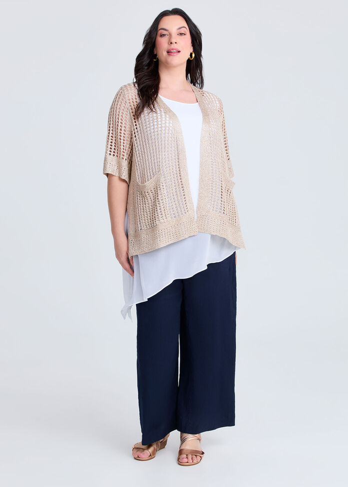 Sparkle Open Knit Short Cardigan, , hi-res