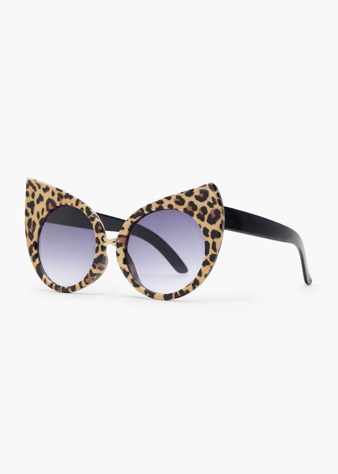Leopard Print Sunglasses, LEOPARD, hi-res