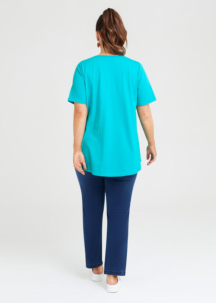 Shop Organic Crew Swing Basic Tee in Pink in sizes 12 to 30 Taking