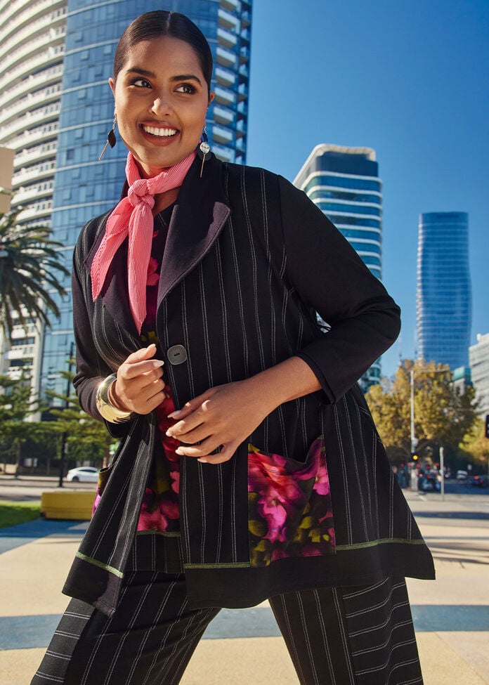 Ponte Elena Pinstripe Cardigan, , hi-res