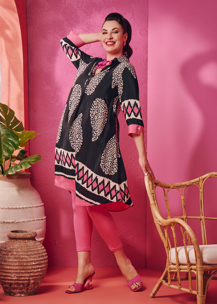 Shop Plus Size Revival Border Natural Swing Dress in Multi | Taking ...