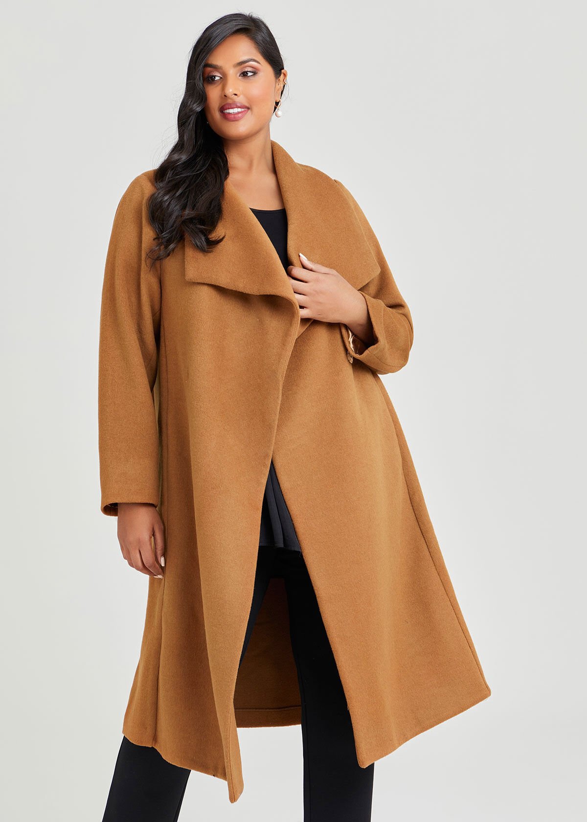 Long wool coat plus size sales