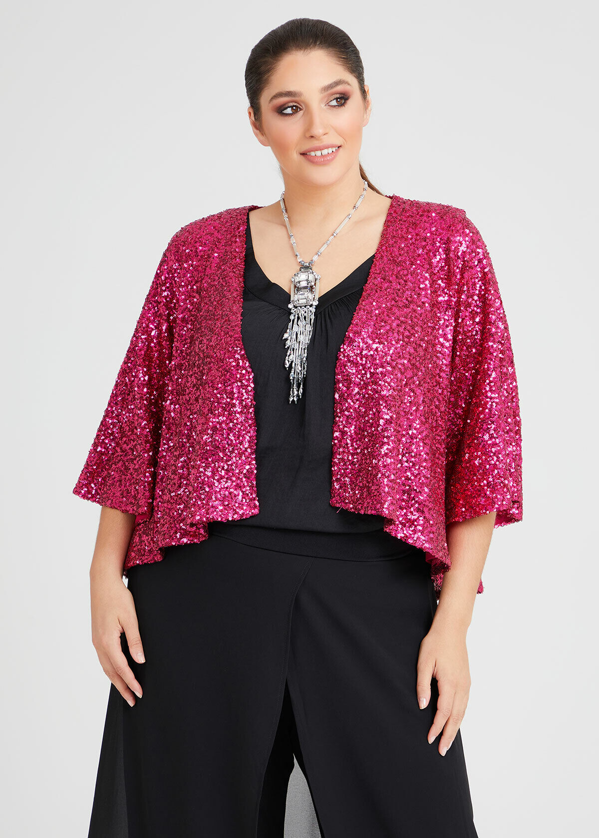 Pink shrug plus size top