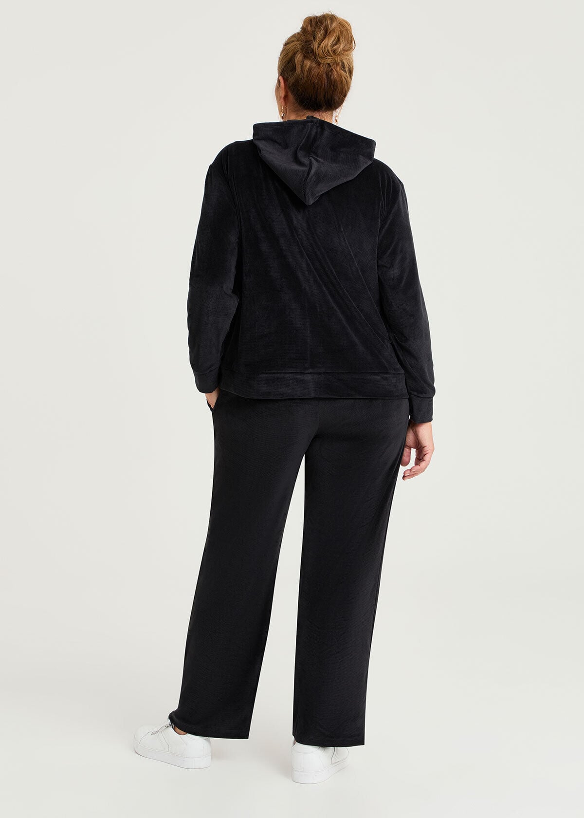 Shop Plus Size Velour Straight Leg Pant, Black | Taking Shape NZ