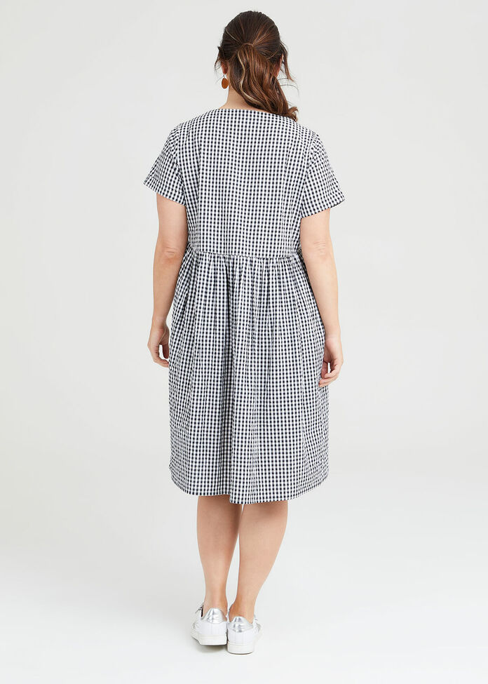 Shop Plus Size Cotton Gingham V-neck Dress in Multi | Taking Shape AU