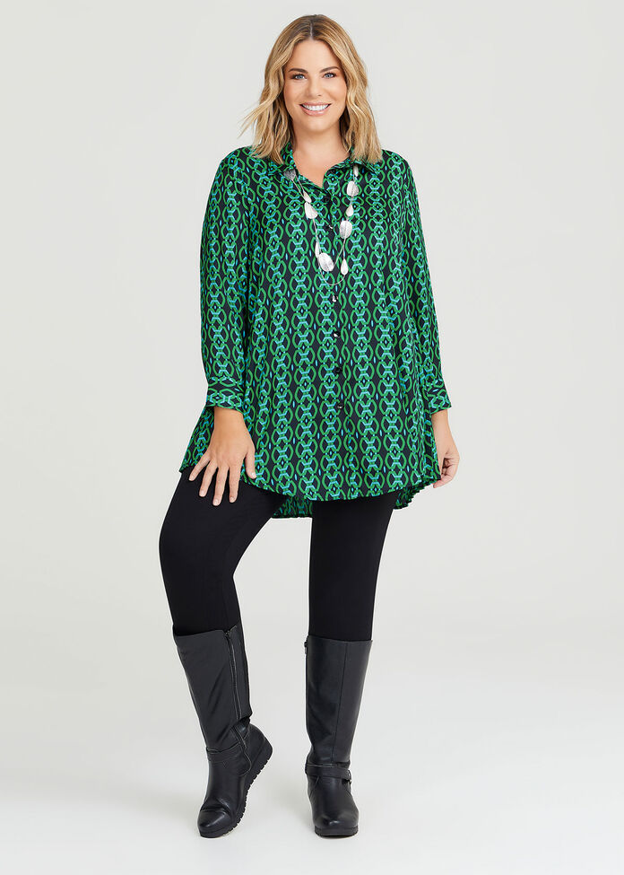 Shop Plus Size Geo Luxe Satin Pant in Green, Sizes 12-30