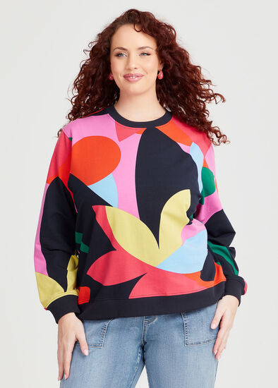 Plus Size Cotton Bold Print Sweatshirt