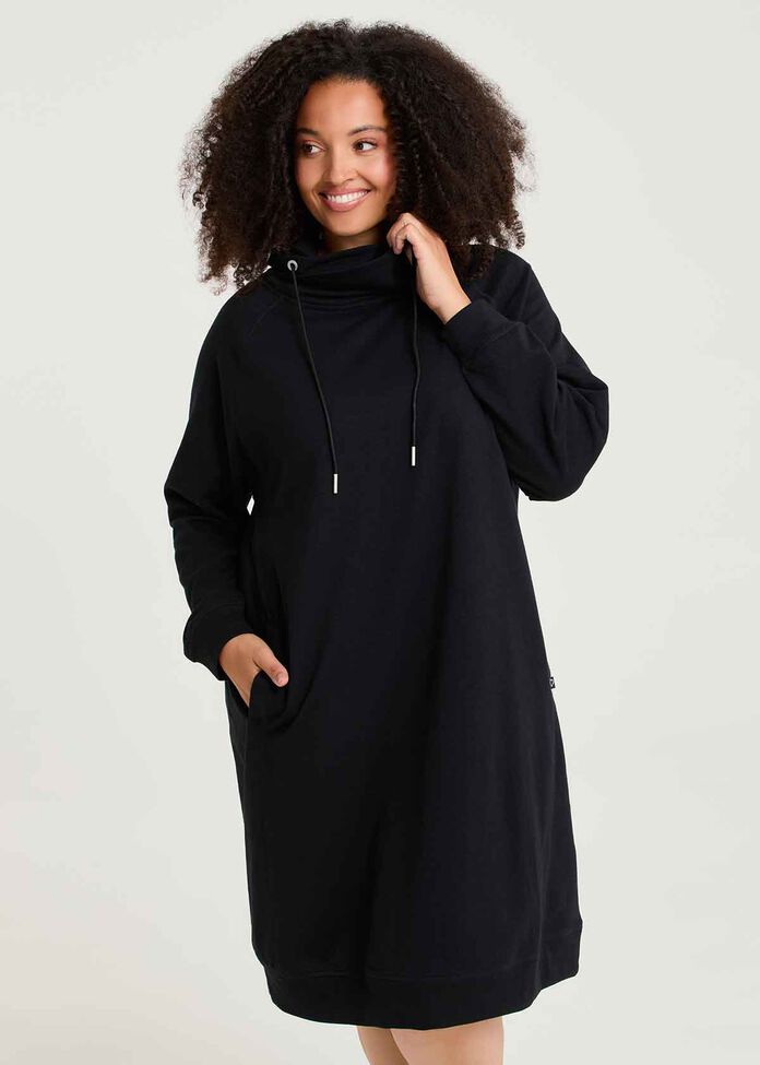 Funnel Neck Sweat Dress, , hi-res