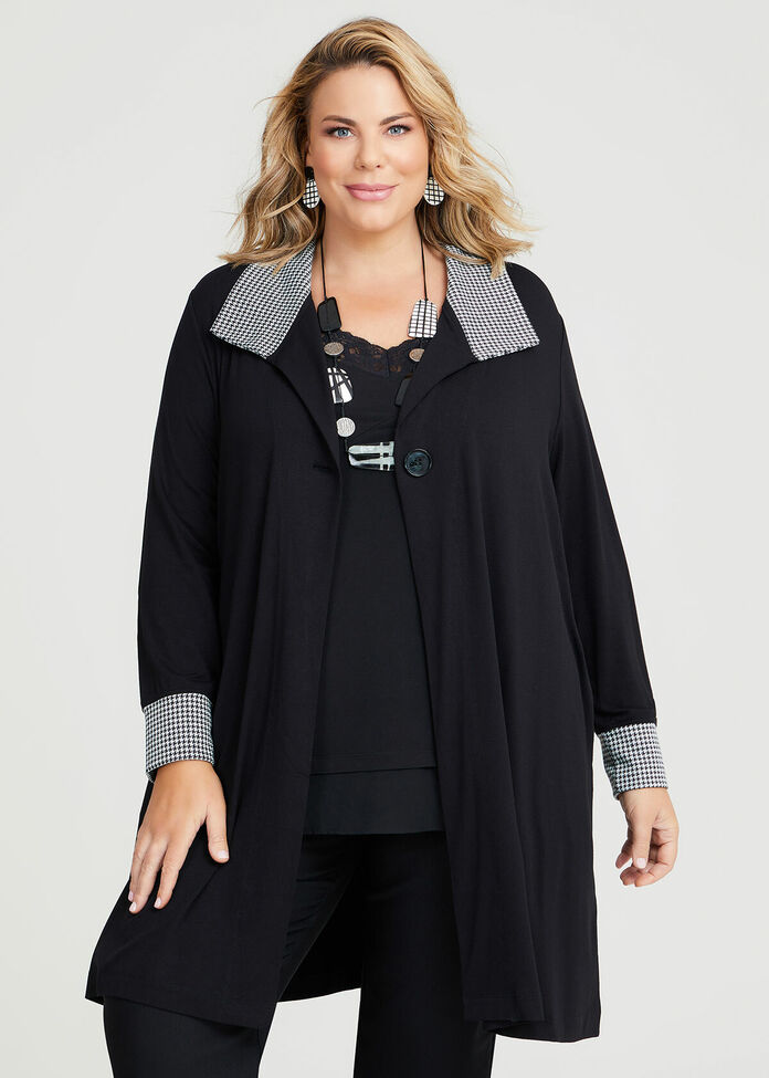 Shop Plus Size Natural Check Mate Cardigan in Black | Taking Shape AU