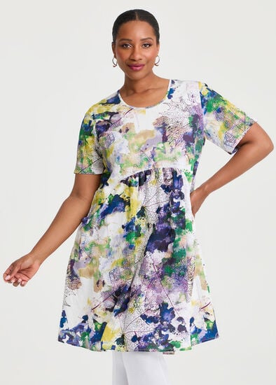 Plus Size Everyday Leaf Natural Dress