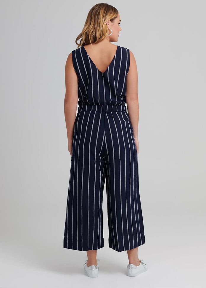 Shop Petite Linen Jumpsuit in stripes in sizes 12 to 24 Taking Shape