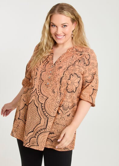 Plus Size Cotton Pintuck Boheme Tunic