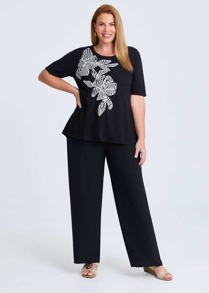 Cotton Modal Embroidery Top, , hi-res
