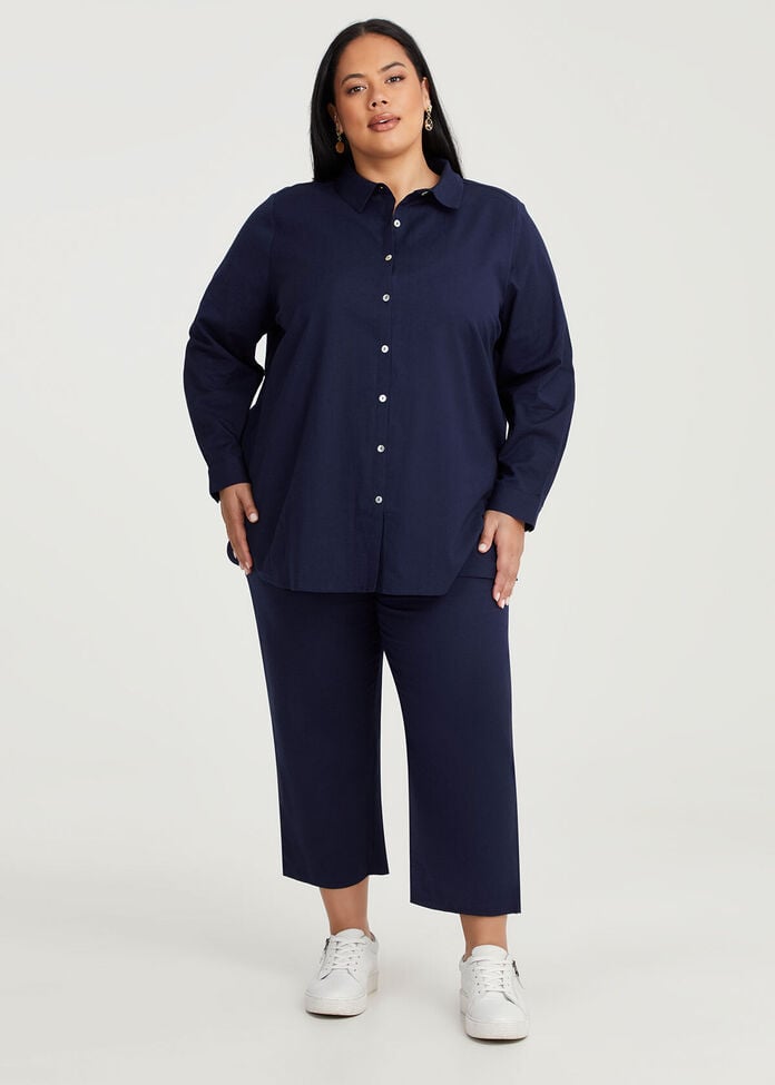 Cotton Linen Culotte, , hi-res